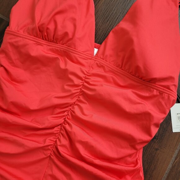 Calvin Klein Hot Pink Full Coverage Tummy Control Plunge One Piece Swimsuit 12 - Picture 5 of 12